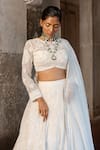 Buy_SSHILPA SAMRIYA_Off White Malai Chanderi Thread Round Floral Embroidered Lehenga Set _Online_at_Aza_Fashions