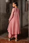 Shop_SSHILPA SAMRIYA_Pink Malai Chanderi Embroidered Thread Round Floral Yoke Anarkali With Pant _at_Aza_Fashions