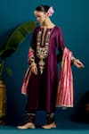 Buy_Anantaa by Roohi_Black Kurta And Pant Silk Chanderi Embroidery Gota Notched Resham & Set _at_Aza_Fashions