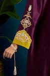 Buy_Anantaa by Roohi_Black Kurta And Pant Silk Chanderi Embroidery Gota Notched Paisley & Set _Online_at_Aza_Fashions