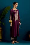 Buy_Anantaa by Roohi_Black Kurta And Pant Silk Chanderi Embroidery Gota Notched Paisley & Set 