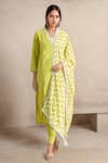 Buy_Samyukta Singhania_Green Kurta And Pant Viscose Embroidery Scallop Blunt V Neck Neckline Set _at_Aza_Fashions