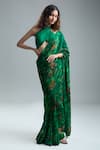 Buy_Masaba_Green Print Jungle Saree With Unstitched Blouse Piece _at_Aza_Fashions