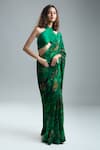 Buy_Masaba_Green Print Jungle Saree With Unstitched Blouse Piece _Online_at_Aza_Fashions