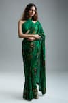 Shop_Masaba_Green Print Jungle Saree With Unstitched Blouse Piece _Online_at_Aza_Fashions