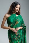 Masaba_Green Print Jungle Saree With Unstitched Blouse Piece _at_Aza_Fashions