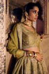 Buy_Saundh_Green Blouse Raw Silk (bemberg X Viscose) Damayanti Mughal Bahar Lehenga Set _Online_at_Aza_Fashions