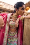 Buy_Saundh_Pink Blouse Raw Silk (bemberg X Viscose) Sarayu Carnival And Printed Lehenga Set _Online_at_Aza_Fashions