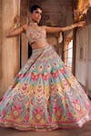 Shop_Saundh_Pink Blouse Raw Silk (bemberg X Viscose) Sarayu Carnival And Printed Lehenga Set _Online_at_Aza_Fashions