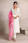 Buy_Samyukta Singhania_Off White Kurta And Pant Viscose Chanderi Embroidery Zari Thread Round Set _at_Aza_Fashions