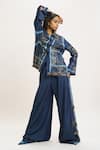 Buy_AK-OK_Blue Denim Embellished Stud Collared Shirt And Trouser _at_Aza_Fashions