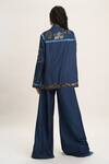 Shop_AK-OK_Blue Denim Embellished Stud Collared Shirt And Trouser _at_Aza_Fashions