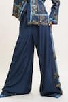 AK-OK_Blue Denim Embellished Stud Collared Shirt And Trouser _Online_at_Aza_Fashions