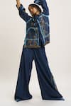 Buy_AK-OK_Blue Denim Embellished Stud Collared Shirt And Trouser _Online_at_Aza_Fashions