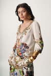 Buy_AK-OK_White 100 Gsm Silk Satin Embellished Stud Cutwork Tunic And Trouser Set 