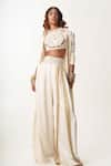 Buy_AK-OK_Beige 100 Gsm Silk Satin Embroidered Sequin Dress Long Shirt Trouser Set _Online_at_Aza_Fashions