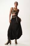 Buy_AK-OK_Black 100 Gsm Silk Satin Solid Long Skirt _at_Aza_Fashions