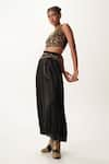 Shop_AK-OK_Black 100 Gsm Silk Satin Solid Long Skirt _at_Aza_Fashions