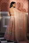 Shop_Astha Narang_Peach Organza Embroidery Latkan Leaf Sequin Attached Lehenga Set _at_Aza_Fashions