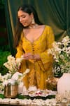 Astha Narang_Yellow Raw Silk Embroidered Sequin Round Short Kurta Pant Set _Online_at_Aza_Fashions