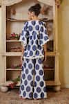 Shop_Cin Cin_Blue Cotton Yarn Dyed Printed Polka Dot Round Tunic And Pant Set _at_Aza_Fashions