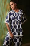 Shop_Cin Cin_Blue Cotton Yarn Dyed Printed Polka Dot Round Tunic And Pant Set _Online_at_Aza_Fashions