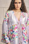 Buy_Cin Cin_Multi Color Satin Printed Tassel Plunge V Neck A-line Dress _Online_at_Aza_Fashions