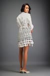 Shop_Deepika Arora_White Ponte Roma Voluminous Sleeves Solid Shirt With Geometric Skirt _at_Aza_Fashions