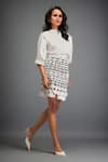 Buy_Deepika Arora_White Ponte Roma Voluminous Sleeves Solid Shirt With Geometric Skirt _Online_at_Aza_Fashions