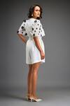 Shop_Deepika Arora_White Ponte Roma Embellished Leather Mosaic Blossom Playsuit With Belt _at_Aza_Fashions