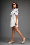 Deepika Arora_White Ponte Roma Embellished Leather Mosaic Blossom Playsuit With Belt _Online_at_Aza_Fashions