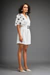 Shop_Deepika Arora_White Ponte Roma Embellished Leather Mosaic Blossom Playsuit With Belt _Online_at_Aza_Fashions