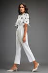 Buy_Deepika Arora_White Ponte Roma Embellished Leather Geometric Floral Jumpsuit With Belt _Online_at_Aza_Fashions