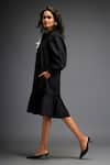 Buy_Deepika Arora_Black 100% Cotton Applique Floral Mandarin Collar Contrast Dress 