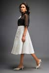 Shop_Deepika Arora_White Vegan Leather And Organza Applique Floral Flower Sheer Shirt With Skirt 