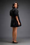 Shop_Deepika Arora_Black 100% Cotton Applique Floral Collared Neck Balloon Dress _at_Aza_Fashions