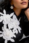 Buy_Deepika Arora_Black 100% Cotton Applique Floral Collared Neck Balloon Dress _Online_at_Aza_Fashions