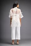 Shop_Deepika Arora_White Organza And Ponte Roma Applique Floral Flower Bunch Sheer Shirt With Pant _at_Aza_Fashions