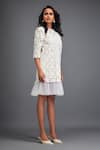 Buy_Deepika Arora_White Vegan Leather And Net Cutwork Floral Closed Round Jaal Pattern Dress 