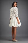 Shop_Deepika Arora_White Vegan Leather And Rozella Crepe Cutwork Flower Pattern Balloon Dress _at_Aza_Fashions