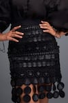 Buy_Deepika Arora_Black Organza And Ponte Roma Embellished Geometric 3d Cutwork Layered Skirt _Online_at_Aza_Fashions