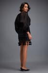 Buy_Deepika Arora_Black Organza And Ponte Roma Embellished Geometric 3d Cutwork Layered Skirt 