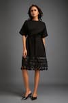 Buy_Deepika Arora_Black Ponte Roma Cut-out Round Hem Dress _at_Aza_Fashions