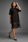 Deepika Arora_Black Ponte Roma Cut-out Round Hem Dress _Online_at_Aza_Fashions