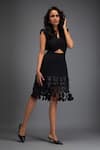 Buy_Deepika Arora_Black Ponte Roma Textured Cut-out Round Dress _at_Aza_Fashions