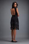 Shop_Deepika Arora_Black Ponte Roma Textured Cut-out Round Dress _at_Aza_Fashions