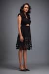 Deepika Arora_Black Ponte Roma Textured Cut-out Round Dress _at_Aza_Fashions