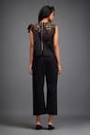 Shop_Deepika Arora_Black Ponte Roma Embellished Cut-out Round Jaal Crop Top With Pant _at_Aza_Fashions