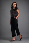 Buy_Deepika Arora_Black Ponte Roma Embellished Cut-out Round Jaal Crop Top With Pant _Online_at_Aza_Fashions