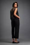 Shop_Deepika Arora_Black Ponte Roma Embellished Cut-out Round Jaal Crop Top With Pant 